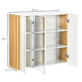 easycomfort easycomfort armadietto specchiera bagno a 3 ante con mensole regolabili 68x22x60cm bianco
