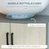 easycomfort easycomfort mobile bagno sottolavabo con doppia anta e ripiano in truciolato 60x30x60cm grigio e color quercia