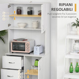 easycomfort easycomfort credenza moderna in legno bianco con 2 armadietti mensole regolabili 1 ripiano aperto e 3 cassetti 80x39 5x183 5cm