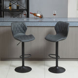easycomfort easycomfort set di 2 sgabelli da bar alti in finta pelle con altezza regolabile sgabelli cucina girevoli con schienale e poggiapiedi 44x50 5x90 110cm grigio