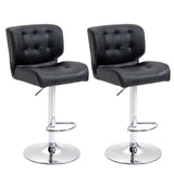 easycomfort easycomfort set 2 sgabelli da bar girevoli e imbottiti in pelle pu nera con schienale e poggiapiedi altezza regolabile per cucina o pub 50x55 5x93 114cm