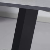 easycomfort easycomfort tavolo da pranzo per 4 6 persone con piano effetto marmo e base in acciaio 140x80x76cm nero