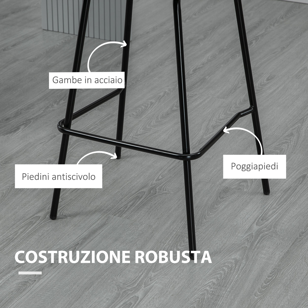 easycomfort easycomfort set 4 sgabelli alti con poggiapiedi per cucina e bar in poliestere vellutato acciaio e gommapiuma 40x45 5x94 cm
