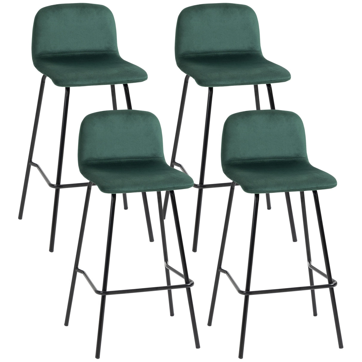 easycomfort easycomfort set 4 sgabelli alti con poggiapiedi per cucina e bar in poliestere vellutato acciaio e gommapiuma 40x45 5x94 cm