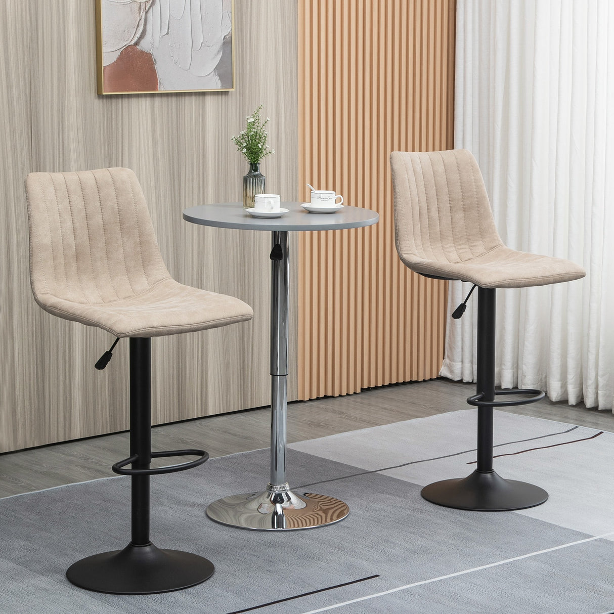 easycomfort easycomfort sgabelli da bar set 2 pezzi ad altezza regolabile in acciaio e poliestere 47 5x57 5x95 116 cm marrone