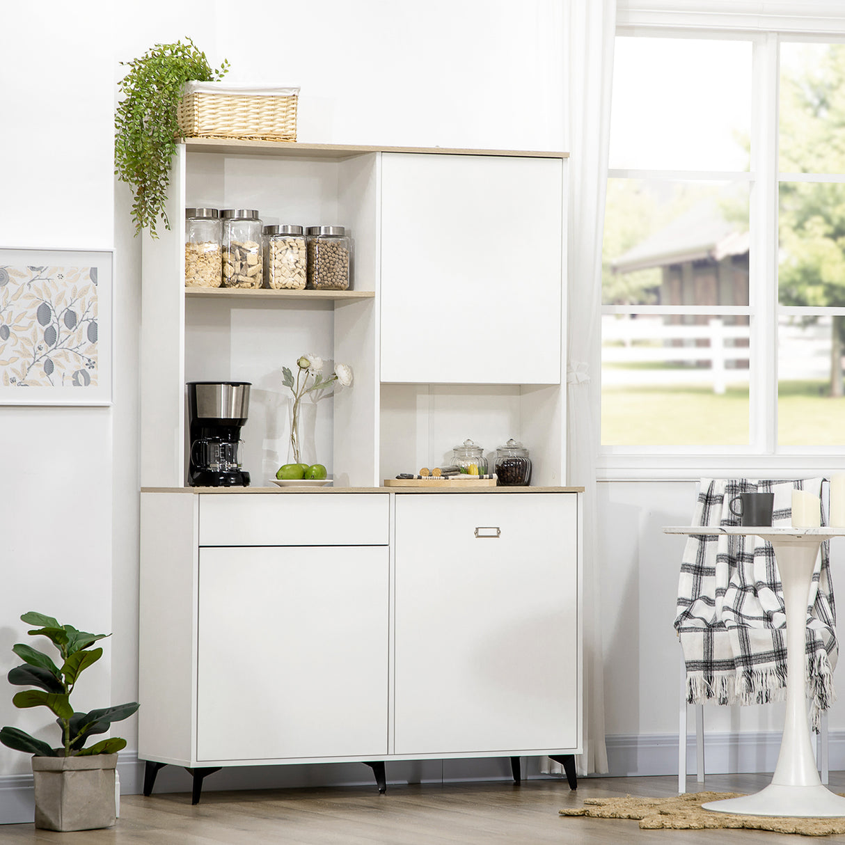 easycomfort easycomfort dispensa cucina in truciolato e mdf con ripiani aperti armadietti e cassetto 119x41x180 cm bianco