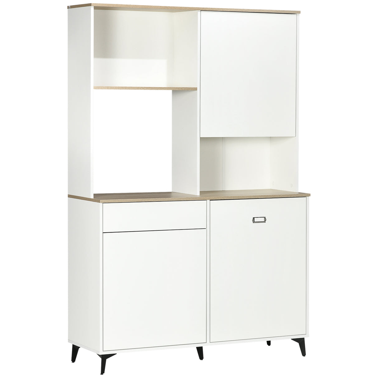 easycomfort easycomfort dispensa cucina in truciolato e mdf con ripiani aperti armadietti e cassetto 119x41x180 cm bianco