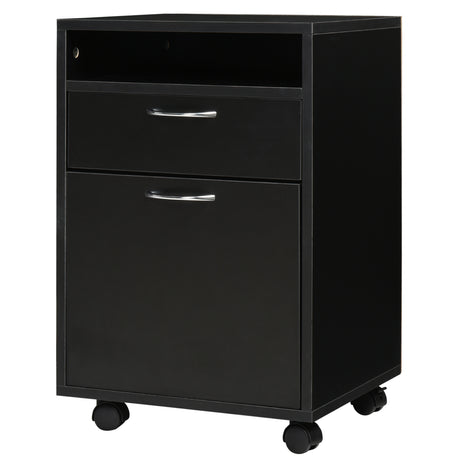 easycomfort easycomfort cassettiera portadocumenti da ufficio in legno nero con 2 cassetti 4 ruote ominidirezionali 40 x 35 x 60cm ean 8054111843461
