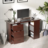 easycomfort easycomfort scrivania ufficio con 3 cassetti e 3 ripiani reversibili in legno 120x49x72cm noce