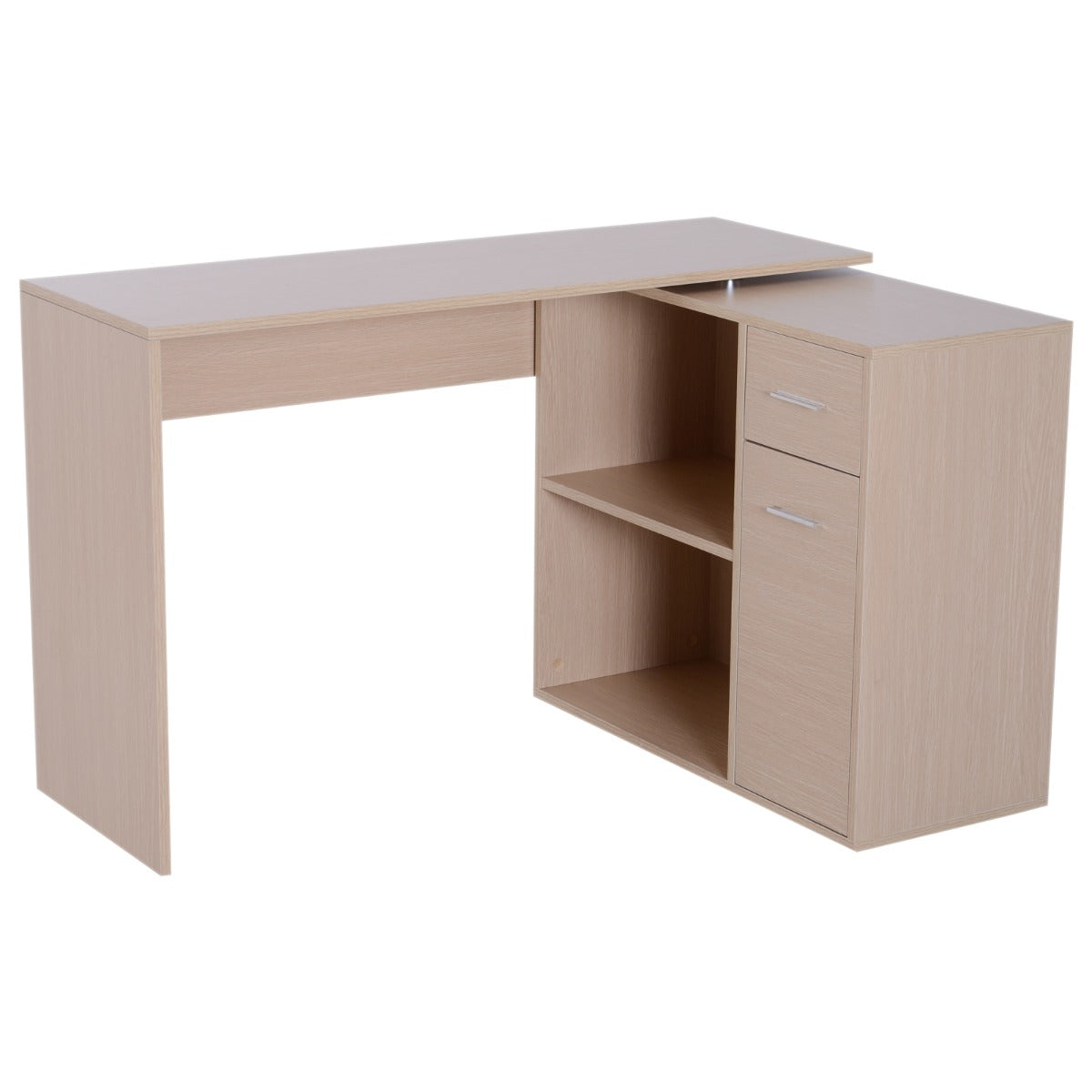 easycomfort easycomfort scrivania moderna per computer girevole con 2 ripiani e 2 cassetti tavolo da pranzo in truciolato 117x82x74 cm color rovere e legno ean 8054111846110