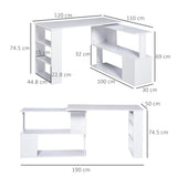 easycomfort easycomfort scrivania ad angolo con 5 ripiani 120 x 100 x 74 5cm bianca ean 8054111845861