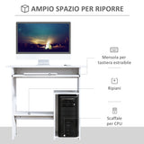 easycomfort easycomfort scrivania per computer porta pc moderna salvaspazio scrivania da uffcio con ripiano per cpu e mensola tastiera estraibile in legno 80x45x75cm bianco