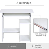 easycomfort easycomfort scrivania per computer porta pc moderna salvaspazio scrivania da uffcio con ripiano per cpu e mensola tastiera estraibile in legno 80x45x75cm bianco