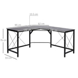 easycomfort easycomfort scrivania spaziosa nera e finitura in rovere perfetta postazione da lavoro per casa e ufficio a forma di l con soluzione angolare finitura in rovere 150x150x76cm nera ean 8054144134499