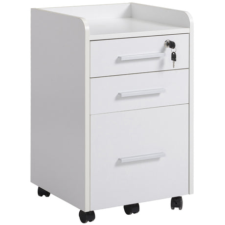 easycomfort easycomfort cassettiera portadocumento da ufficio bianca in legno 3 cassetti con chiavi e 5 ruote 39 2 x 40 x 65 4cm ean 8054144130576