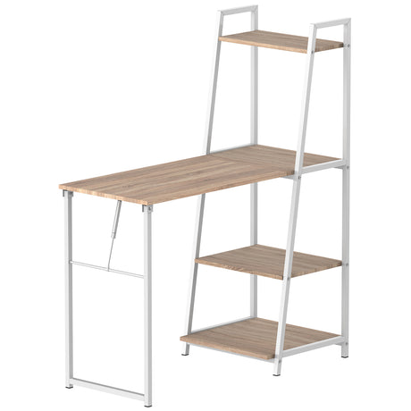 easycomfort easycomfort scrivania pieghevole con libreria salvaspazio in metallo bianco e legno mdf color rovere 106x48x128cm ean 8054144138176