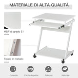 easycomfort easycomfort tavolo scrivania porta pc piano tastiera a scomparsa e 4 ruote bianco ean 8054111843423
