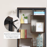 easycomfort easycomfort mobile libreria scaffale in stile industriale con armadietto a 2 ante scaffale salvaspazio a 8 ripiani per casa e ufficio 70x30x180cm marrone