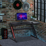 easycomfort easycomfort scrivania gaming moderna per camera o ufficio con 2 fori passacavi 120x60x73cm nero