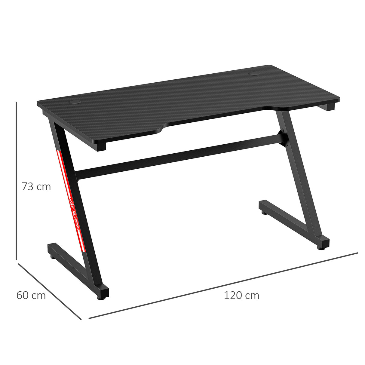easycomfort easycomfort scrivania gaming moderna per camera o ufficio con 2 fori passacavi 120x60x73cm nero