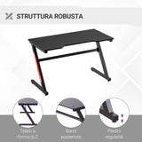 easycomfort easycomfort scrivania gaming moderna per camera o ufficio con 2 fori passacavi 120x60x73cm nero