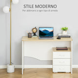 easycomfort easycomfort scrivania con cassettiera moderna in legno scrivania pc per camera e ufficio 110x55x75cm