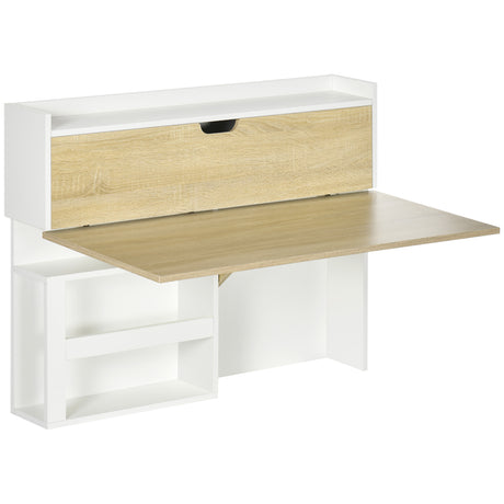 easycomfort easycomfort scrivania a muro pieghevole e salvaspazio con ripiani per casa e ufficio in truciolato 100x18x74 cm
