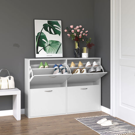 easycomfort easycomfort scarpiera salvaspazio in legno per camera e ingresso capacita 24 scarpe 120x24x81cm bianco ean 8054111844864