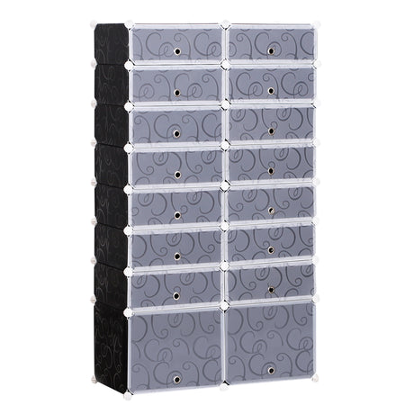 easycomfort easycomfort guardaroba modulare scarpiera cubi a 8 ripiani 2 righe bianco e nero in plastica 95 x 37 x 160 cm ean 8054144130873