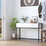easycomfort easycomfort tavolo consolle per ingresso con 2 cassetti in legno bianco e metallo nero ean 8054144132648