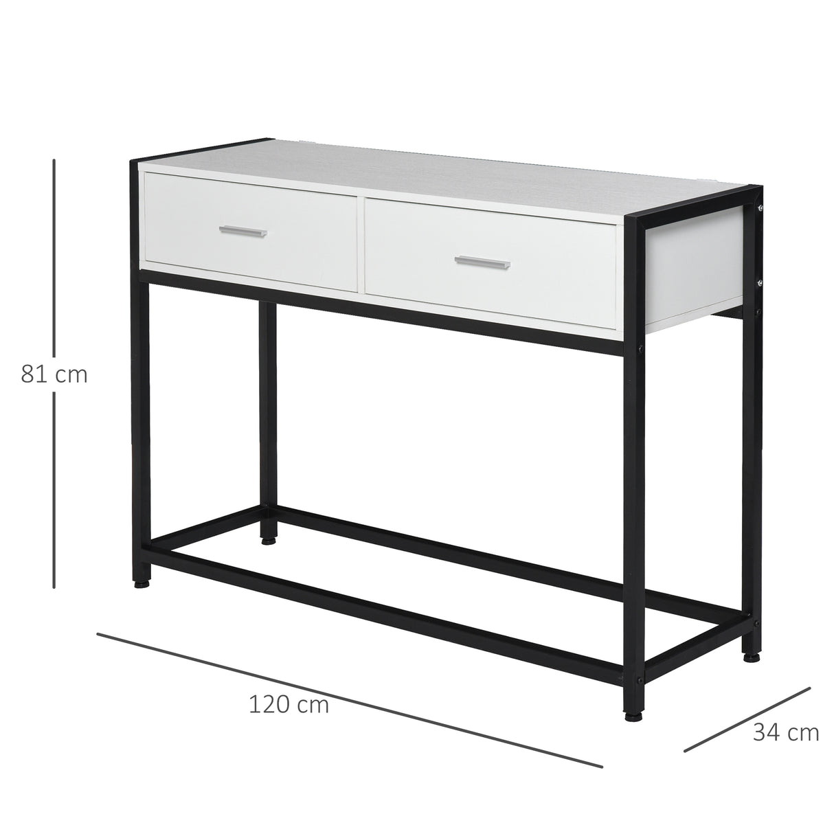 easycomfort easycomfort tavolo consolle per ingresso con 2 cassetti in legno bianco e metallo nero ean 8054144132648