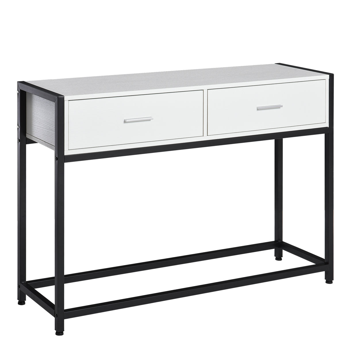 easycomfort easycomfort tavolo consolle per ingresso con 2 cassetti in legno bianco e metallo nero ean 8054144132648
