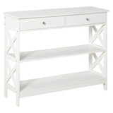 easycomfort easycomfort tavolo consolle con 2 cassetti e 2 mensole mobile da ingresso e soggiorno in mdf 100x30 5x80cm bianco ean 8054144133713