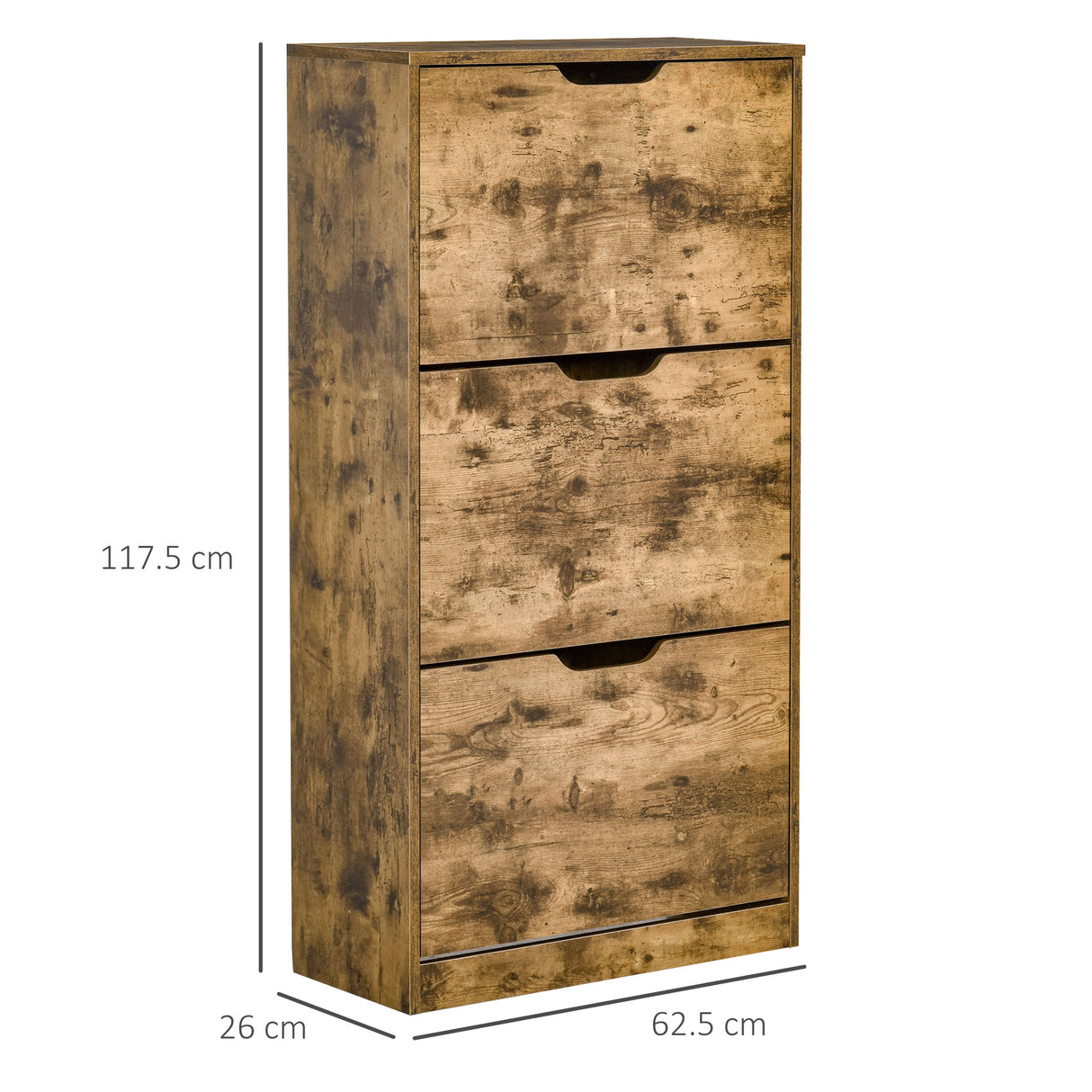 easycomfort easycomfort mobile scarpiera salvaspazio a 3 ante con mensole regolabili per 12 18 scarpe in legno marrone rustico