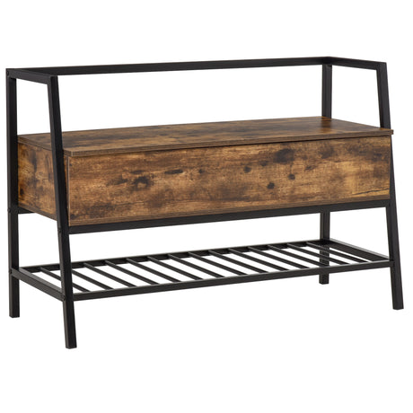 easycomfort easycomfort mobile scarpiera con vano contenitore legno e metallo marrone