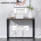 easycomfort easycomfort tavolo consolle da ingresso stile industriale pieghevole in legno e metallo 100x38x80cm marrone