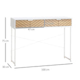 easycomfort easycomfort consolle moderna per ingresso e soggiorno con 2 cassetti in metallo 100x30x75cm bianco