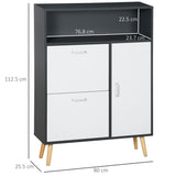 easycomfort easycomfort scarpiera salvaspazio per 8 paia di scarpe con 2 ante e armadietto 80x25 5x112 5cm grigio e bianco