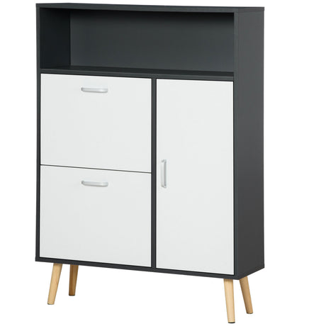 easycomfort easycomfort scarpiera salvaspazio per 8 paia di scarpe con 2 ante e armadietto 80x25 5x112 5cm grigio e bianco