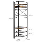 easycomfort easycomfort appendiabiti da terra angolare con panca e scarpiera in stile industriale 50x50x183cm marrone