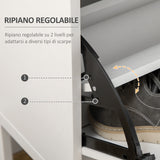 easycomfort easycomfort mobile scarpiera moderno per 12 paia di scarpe con 2 ante a ribalta e cassetto 76x26x110 cm bianco