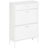 easycomfort easycomfort mobile scarpiera moderno per 12 paia di scarpe con 2 ante a ribalta e cassetto 76x26x110 cm bianco