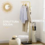 easycomfort easycomfort appendiabiti con 2 ganci per ingresso camera da letto e soggiorno in metallo e marmo 35x25x170 cm oro e nero