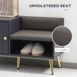 easycomfort easycomfort mobile scarpiera da ingresso con seduta imbottita e armadietto per 4 paia di scarpe 80x33x49cm grigio