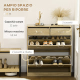 easycomfort easycomfort mobile scarpiera in truciolato con 2 ripiani interni regolabili e 2 cassetti 80x30x91 5 cm