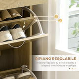 easycomfort easycomfort mobile scarpiera in truciolato con 2 ripiani interni regolabili e 2 cassetti 80x30x91 5 cm