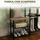 easycomfort easycomfort appendiabiti da terra a 6 ganci in truciolato e acciaio con mobile scarpiera portaoggetti 92 5x28 2x182 cm
