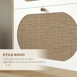easycomfort easycomfort scarpiera stile boho in rattan truciolato e mdf con 3 ripiani regolabili per 18 paia max 60x24x115 cm