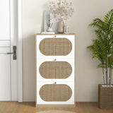 easycomfort easycomfort scarpiera stile boho in rattan truciolato e mdf con 3 ripiani regolabili per 18 paia max 60x24x115 cm