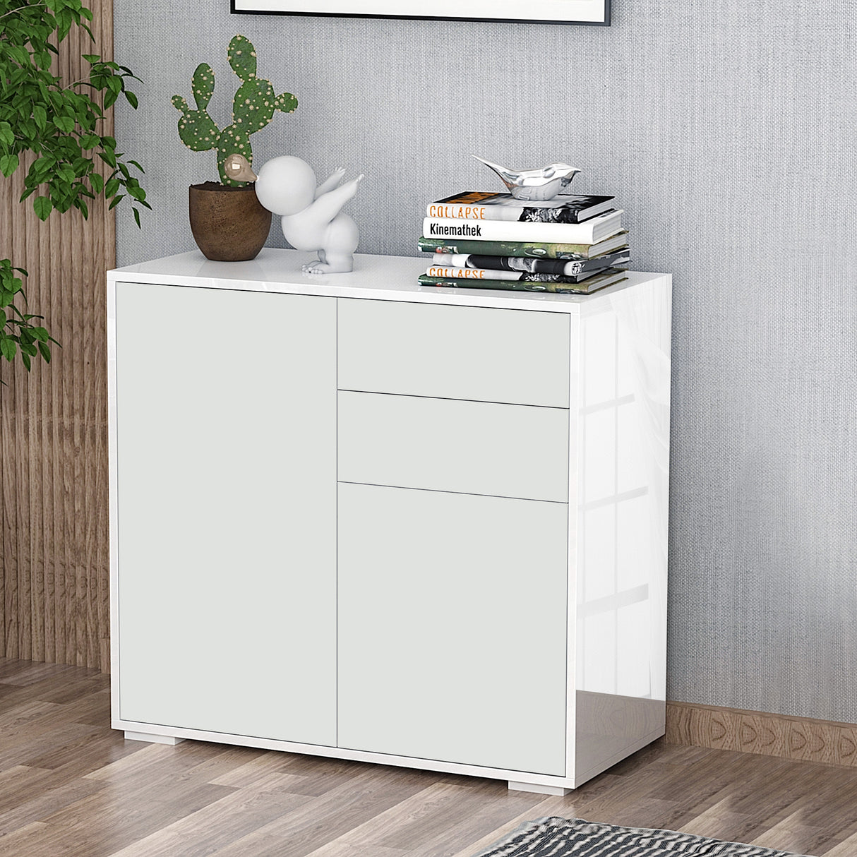 easycomfort easycomfort mobiletto armadietto multiuso 2 cassetti e 2 armadietti apertura a pressione mobile per soggiorno cucina ufficio